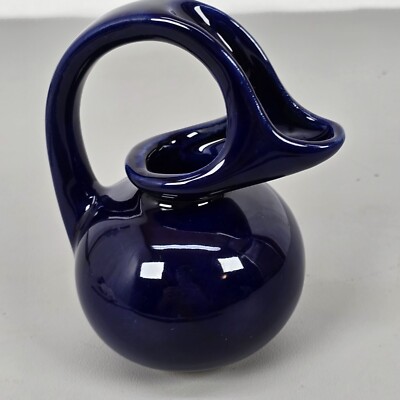 Vintage Hull Mid Century Modern Cobalt Blue Creamer Syrup Pitcher Sculptural MCM