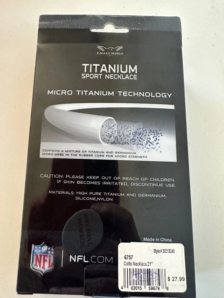 Indianapolis Colts Football NFL Titanium Rope Necklace Open Package Licensed 21 - Image 2 of 4