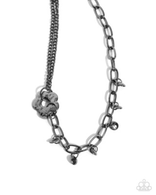 Paparazzi Magic Merger - Black - Gunmetal Discs, Mismatched Chains - Necklace &