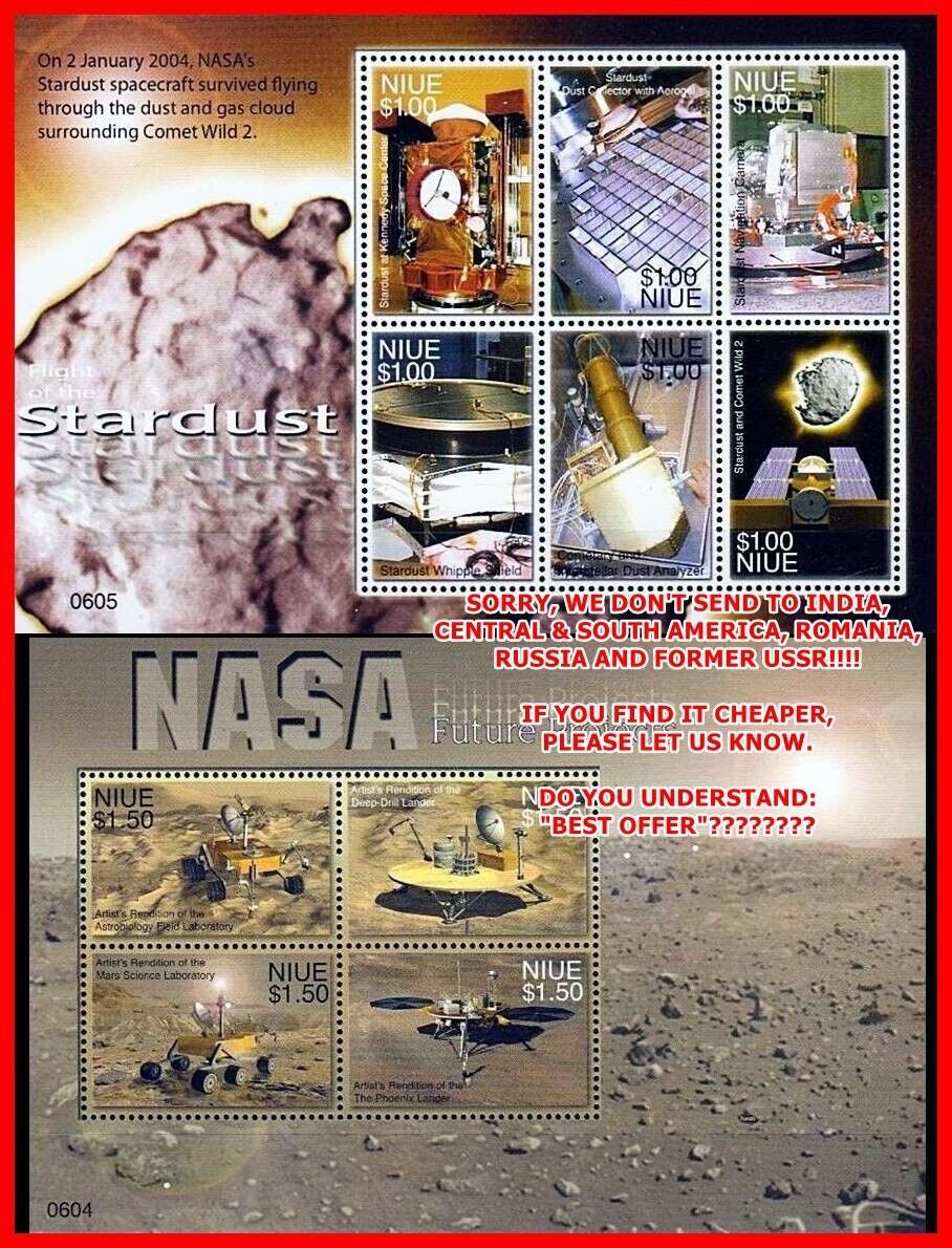 NIUE 2006 NASA + STARDUST COMET PROBE SATELLITE x2 M/S MNH NIUE 2006 NASA + STARDUST COMET PROBE SATELLITE x2 M/S MNH