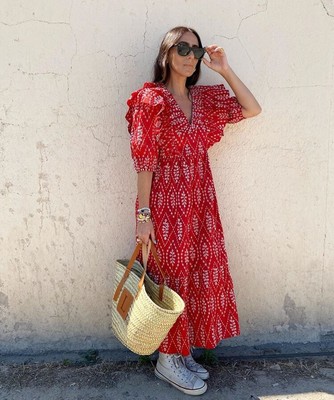 zara red cut out dress