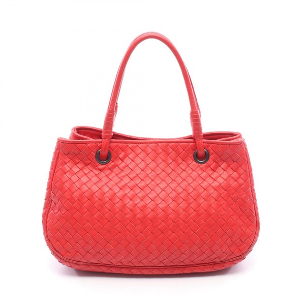 BOTTEGA VENETA Intrecciato Handbag leather Red Used Women