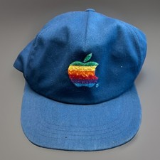 Vintage Apple Rainbow Logo Hat Red Cap America Made in USA 80s