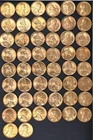 1944 D BU Lincoln Wheat Penny Cent 1 full roll  (50 coins) RD, RD/BN Mint Luster