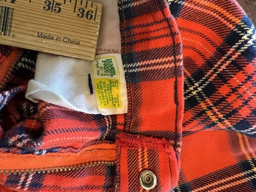 70’s Vintage Teens Bell Bottom Lemon Tree Sears Plaid Pants 22” Waist Groovy Red - Picture 7 of 10