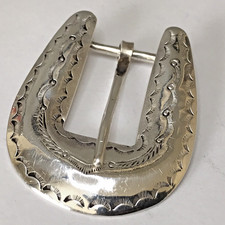 Sterling Silver 5/8  Stamped Native American Western Belt Buckle 16.16g SS59 