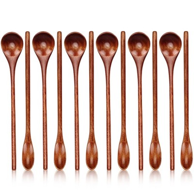 12 Pcs Small Wooden for Coffee Spoon Set Teaspoons Tasting Spoons Tiny Wood I...