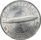 1930, Germany (Weimar). Large Silver 5 Mark "Zeppelin" Coin. NGC MS-63!
