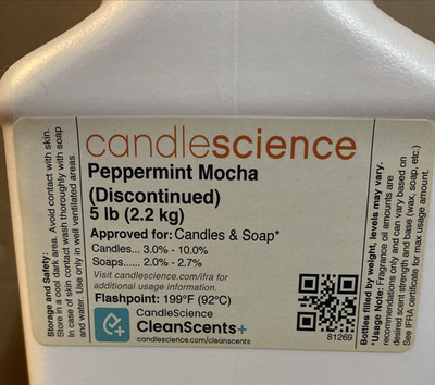 Candle Science Peppermint Mocha Fragrance Oil - 5 pounds - Discontinued