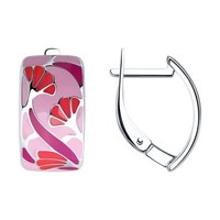 Ohrringe Creolen Silber 925 Emaille Silberohrringe Floral Echtschmuck