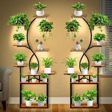 Plant Stand Indoor with Grow Light  9 Tier Metal Plant Shelf 63 Inch Tall Multip