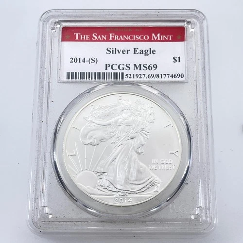 2014-(S) S$1 Silver American Eagle Graded by PCGS as MS69