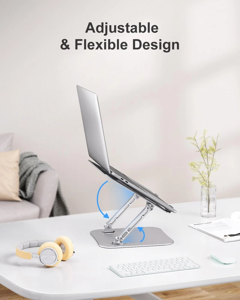 Ergonomic Aluminum Laptop Stand - Portable & Adjustable Desk Riser for Computers