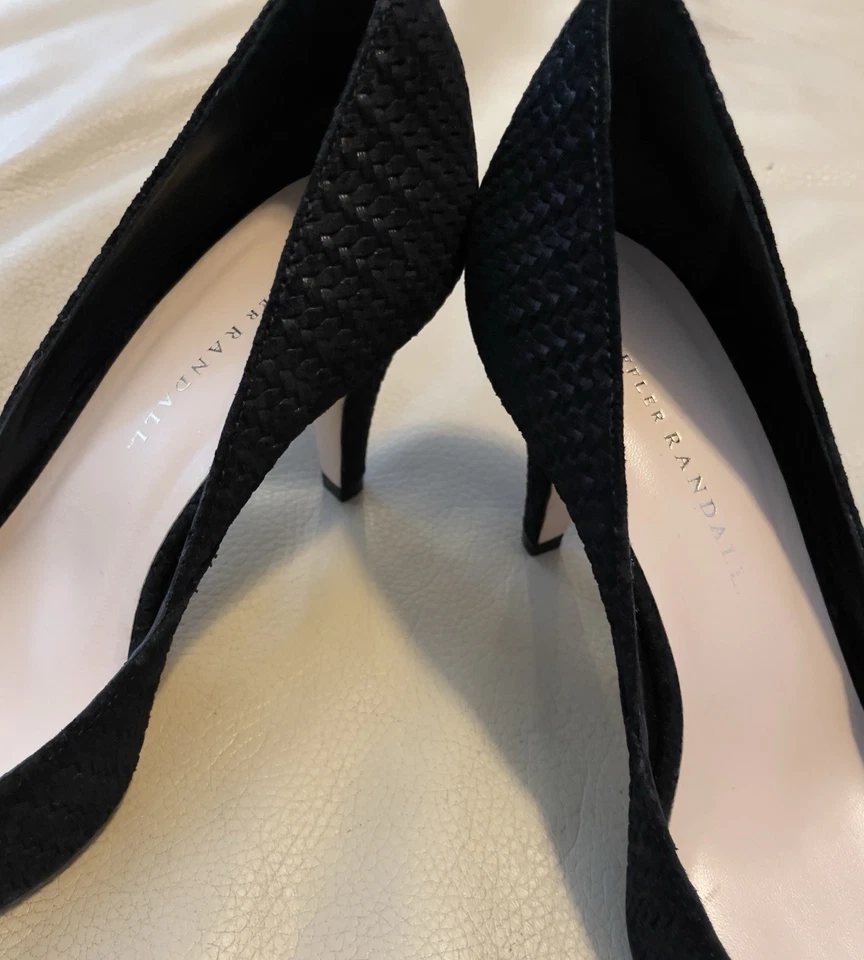 Loeffler Randall Tamsin-E Black Embossed Suede Mid Heel Pump Women’s Size 8 Gift - Image 3 of 4