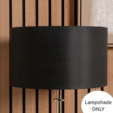 Black Drum Lampshade Silk Cylinder Table Lamp Shade 35cm Modern Light Shades