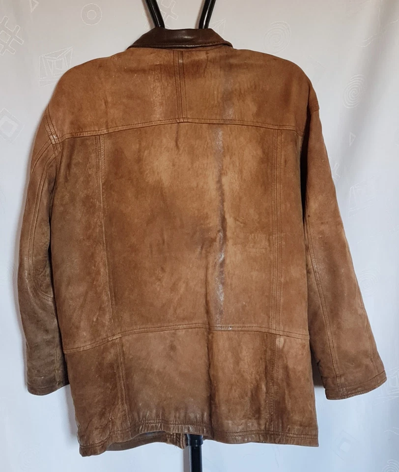 JACKET VINTAGE CAMEL COLLECTION BROWN LAMB LEATHER MENS COAT US 38 EU 48 - Image 3 of 4