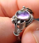 Vintage 925 Sterling Silver Floral Ring Size 7 Cabochon Amethyst Garnet