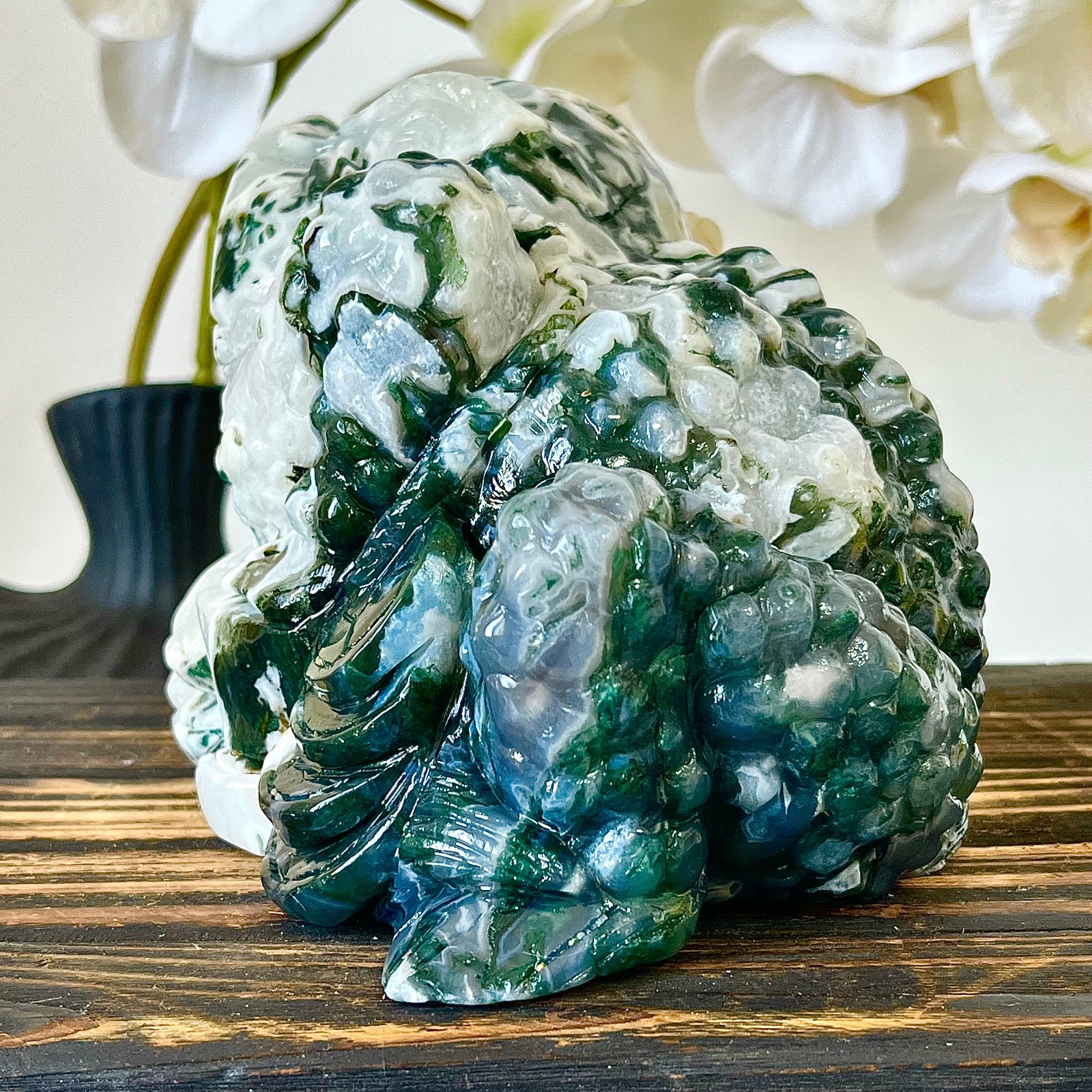 7.22LB Natural water grass agate hand carved spiritual ornament healing