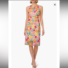 Adrianna Papell Floral Embroidered A-Line Midi Dress 2