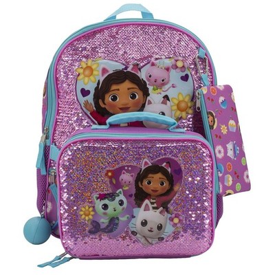 PC Gabby's Dollhouse Backpack Set Lunch Box Bag Tote