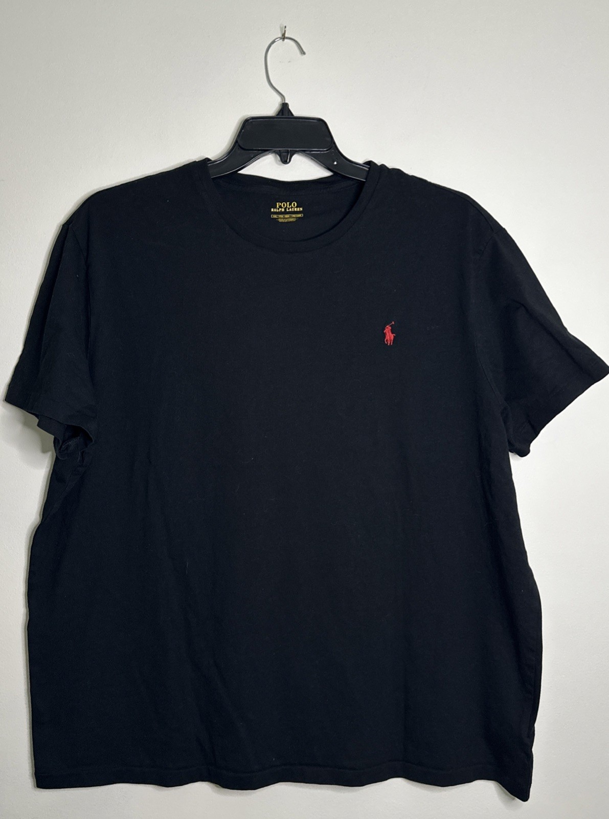Polo Ralph Lauren uomo girocollo nero rosso pony logo 100% cotone t shirt XXL