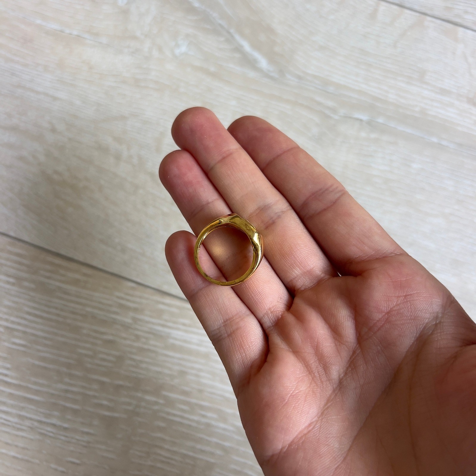 Gold Tone Signet Ring with Rectangular Clear Crys… - image 3