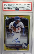 2025 Bowman Chrome Emil Morales Auto Yellow Refractor /75 #CPA-EMO Dodgers