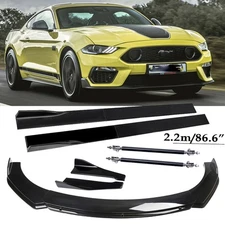 For Ford Mustang Front Bumper Lip Spoiler Splitter Rear Gloss Black Body Kit
