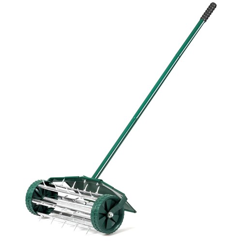 Lawn Aerator, Rolling Aerator with Fender, Anti-Slip Handle & Tine Spikes, Pu...
