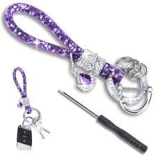 Crystal Bling Keychains for , Car Key Chain Glitter Key Ring, Rhinestone Keyc...