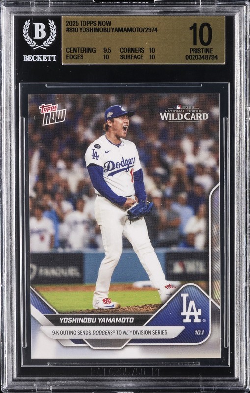 2025 TOPPS NOW #810 YOSHINOBU YAMAMOTO BGS 10