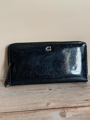 Kate Spade New York Mavis Street Neda Wallet Sparkle glitter Blue Offshore