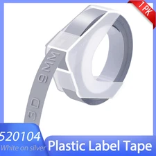 1PK White on Silver 3D Embossing Tape Labels Refills For Dymo Junior 520104 9mm