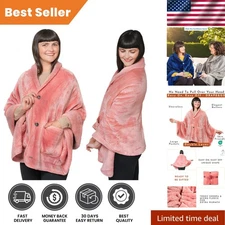 Luxurious Double Layer Wearable Blanket for Women - Cozy Shawl with Pockets i...