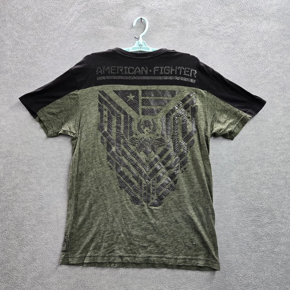 Camisa American Fighter Hombre L Verde Gráfico Ropa Activa Logo Manga Corta Foto 2 de 4
