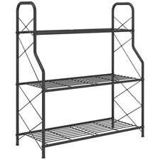 3-Tier Metal Plant Stand, Heavy Duty Ladder Shelf Potted Plants Display Rack, In