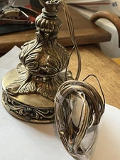 Swag Lamp Hanging Light 4" Opening Shade Holders Brass Tone Ornate Free Ship USA