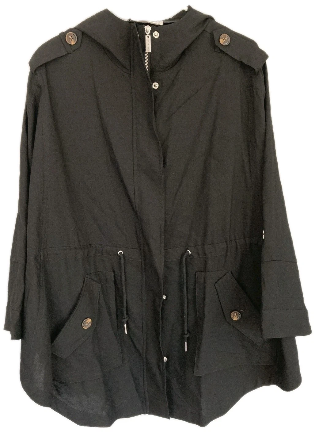 Nikki Jones Poncho Jacket Women M-L Oversize Hooded Anorak Zip Pocket Drawstring
Opens in a new wind