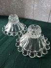 Vintage Berwick Anchor Hocking Bubble Clear Glass Candle Holders  Set of 2