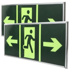 2 Pcs Luminous Evacuation Sign Emergency Exit Indicator Acrylic Wall