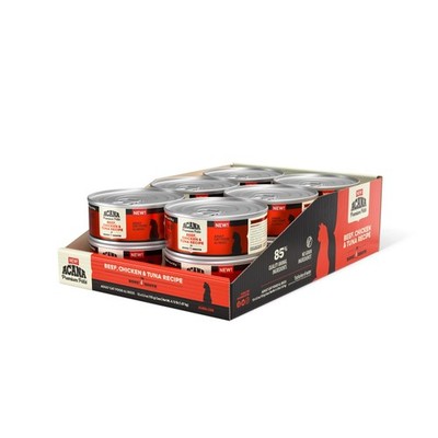 ACANA Premium Pate Wet Cat Food 12 Pack Beef Chicken Tuna 5.5 oz Cans High Pr...