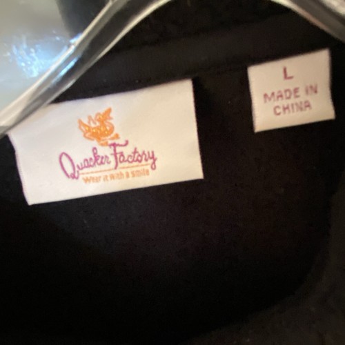 Quacker Factory Womens Fleece Jacket Large Black Embellished Cardinals Sequins - Picture 11 of 12