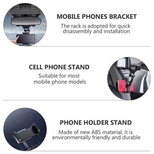 1pc Cell Phone Car Mount Review Mirror Phone Holder Clip Navigator Stand - 第 10/12 張圖片