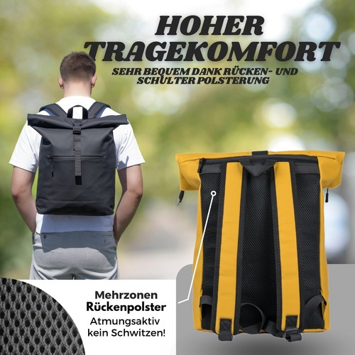 Rolltop Rucksack / Damen Herren / Wasserfester Rucksack / Laptopfach / Backpack - Bild 40 von 62