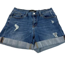Judy Blue Stretch Shorts Blue Denim Distressed Cuff Everday Short Womens sz.28