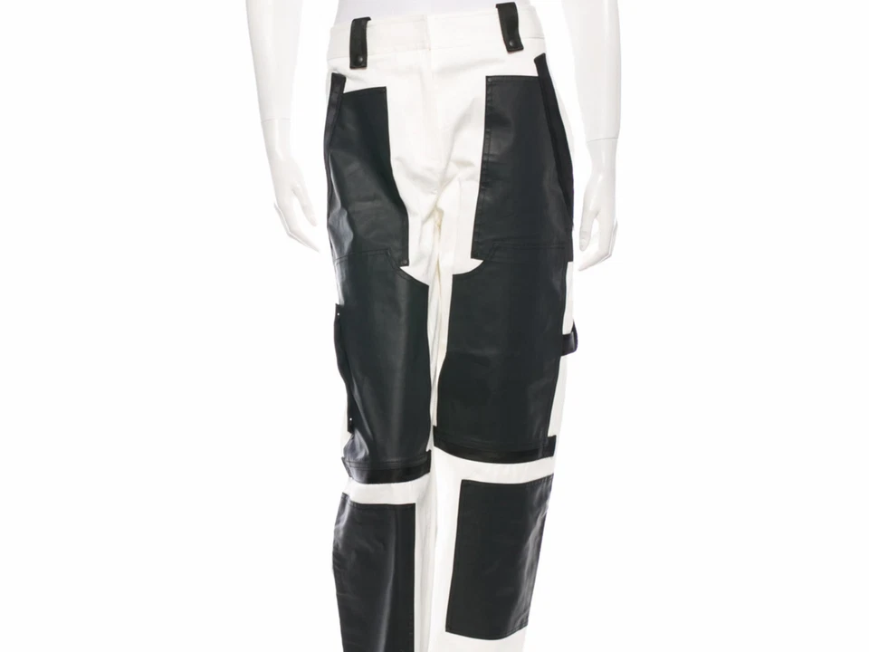 CALÇA JEANS CARGO FEMININA ALEXANDER WANG BRANCA/PRETA