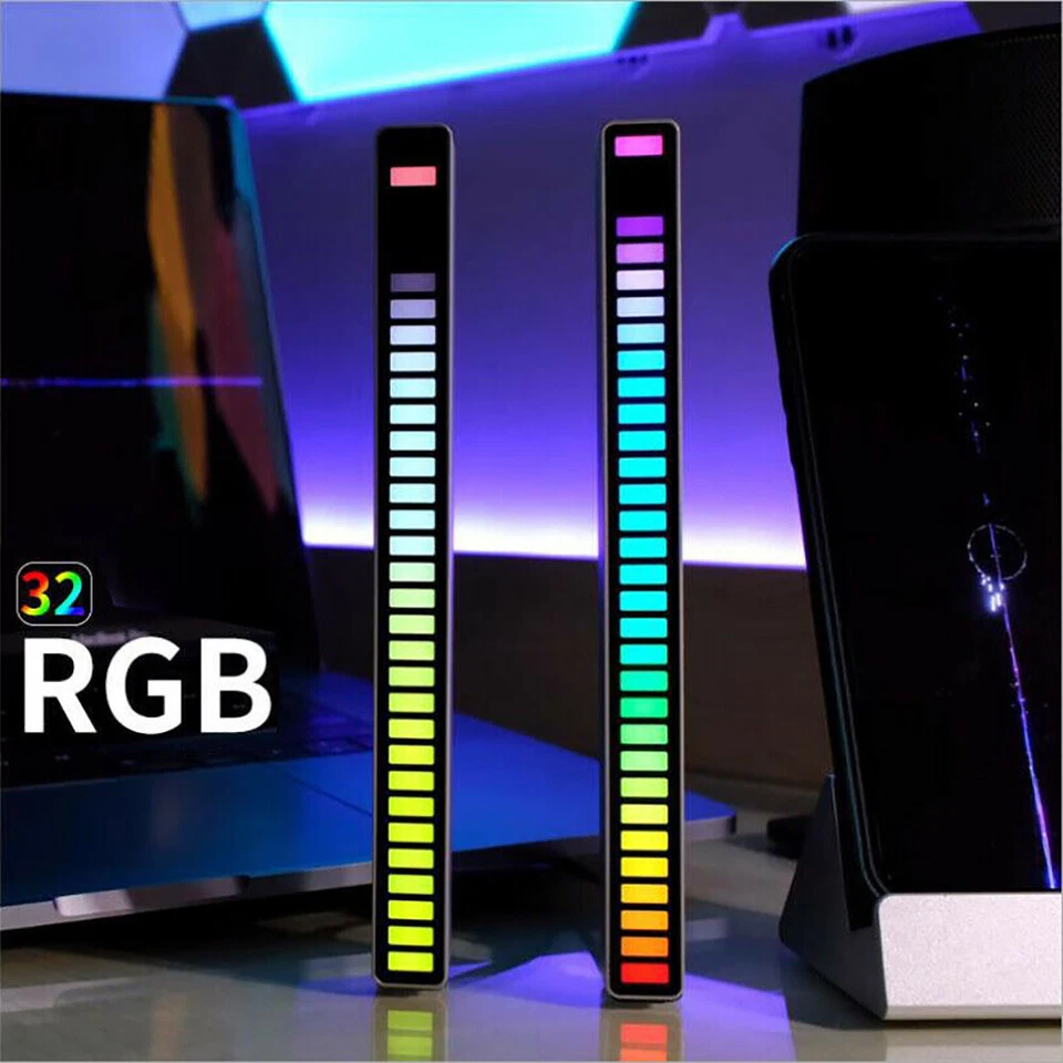 USB Powered Bar Music Control Rhythm Lamp 32 LED RGB Car Atmosphere Light Strip - Image 3 of 4