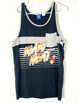 Vintage Miami Heat Shirt Mens M Black Gray Logo NBA Basketball Tank Top