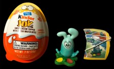 Kinder Joy Retired Baby Blue Bunny Figurine w/ String, Paint Brush & Watercolors