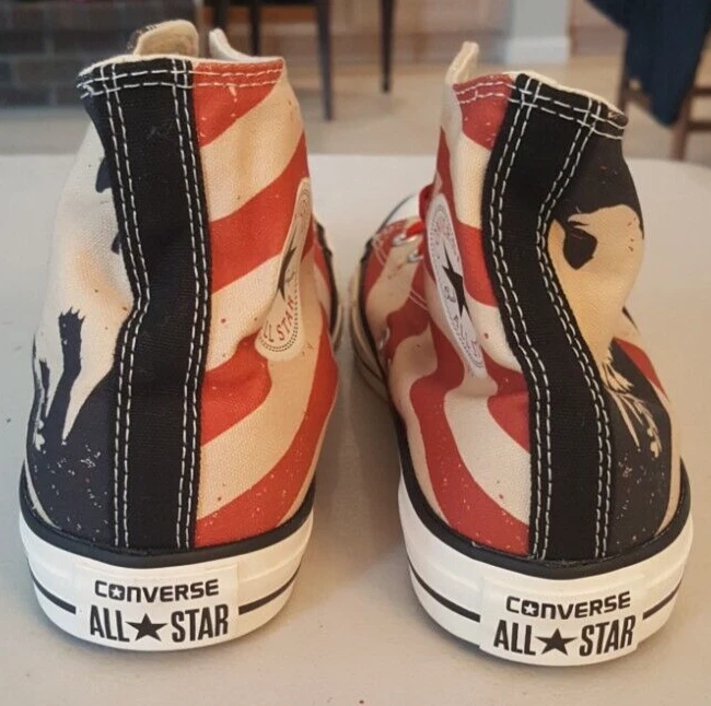 CONVERSE CHUCK TAYLOR ALL-STAR HIGH TOP VINTAGE BANDIERA AMERICANA taglia 7,5 uomo - Immagine 3 di 4